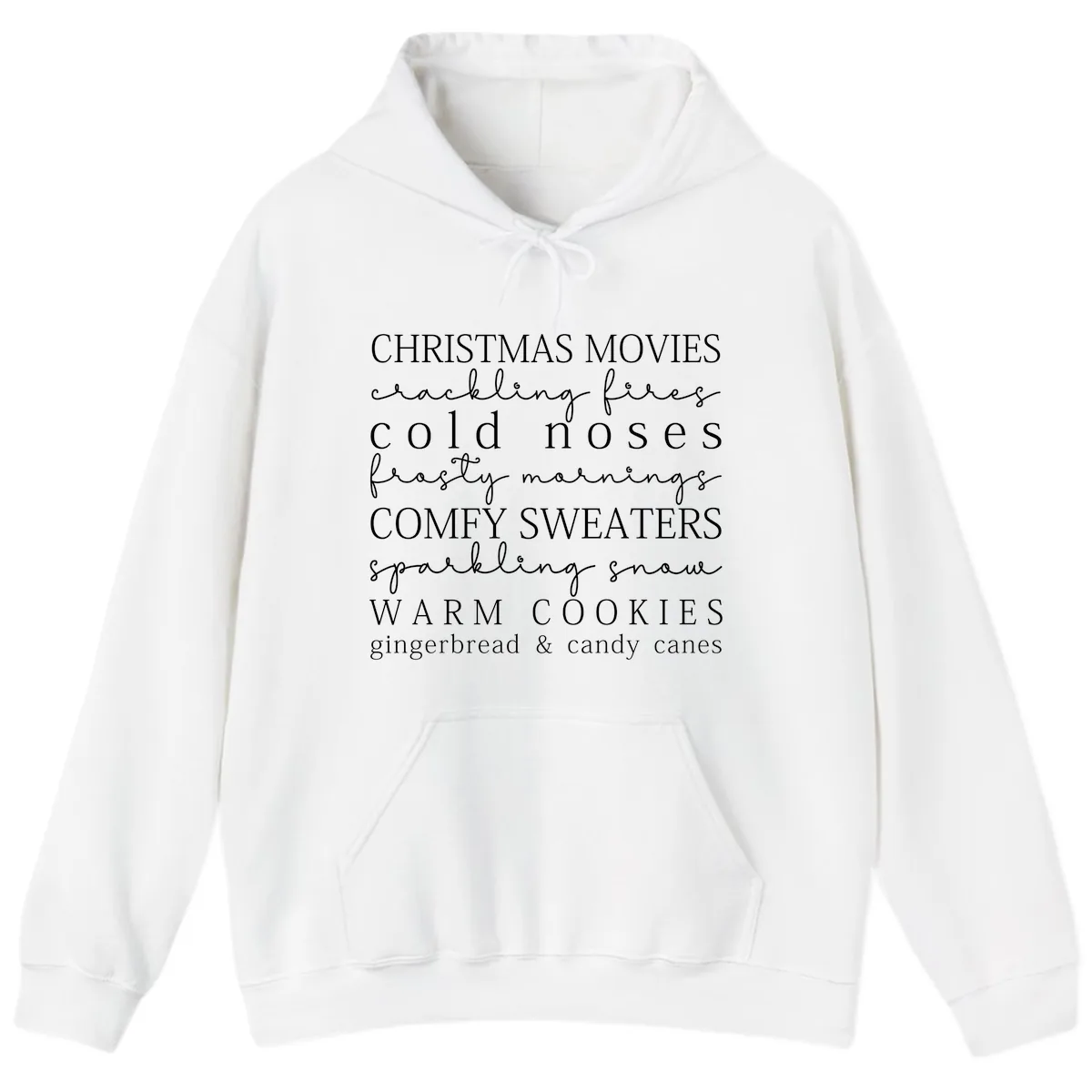 Cozy Christmas Vibes Word Art Hoodie in White