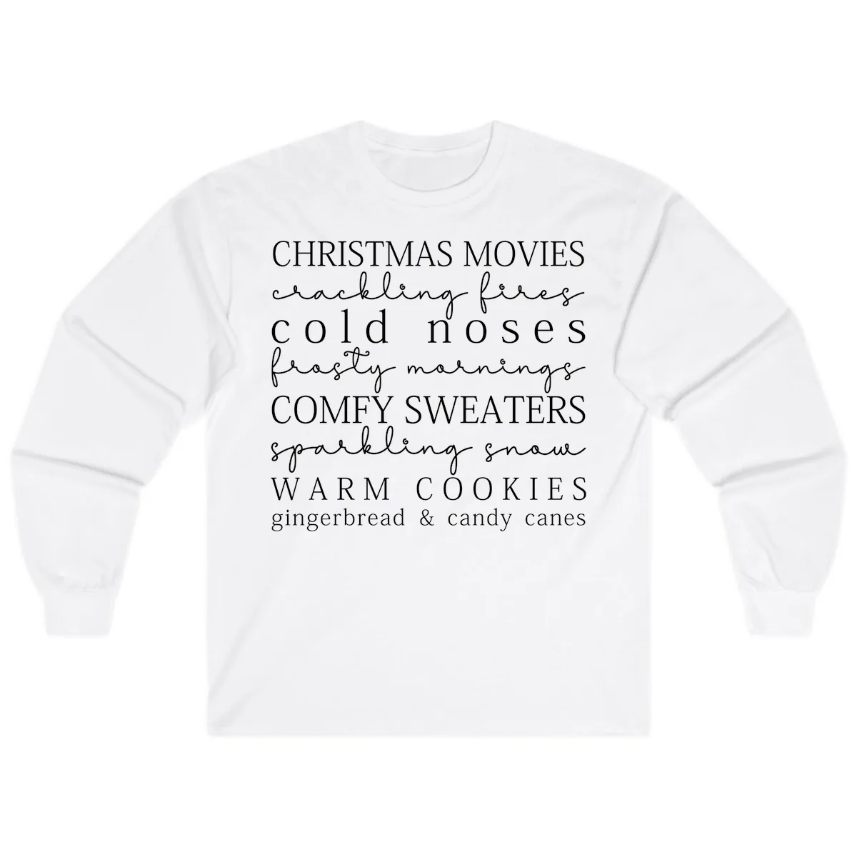 Cozy Christmas Vibes Word Art Long Sleeve in White