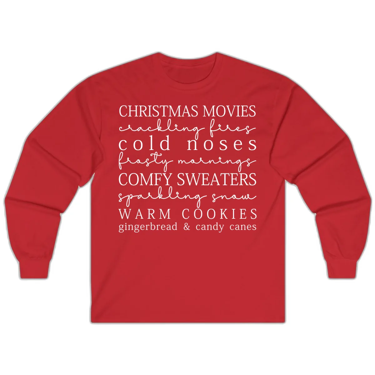 Cozy Christmas Vibes Word Art Long Sleeve in Red