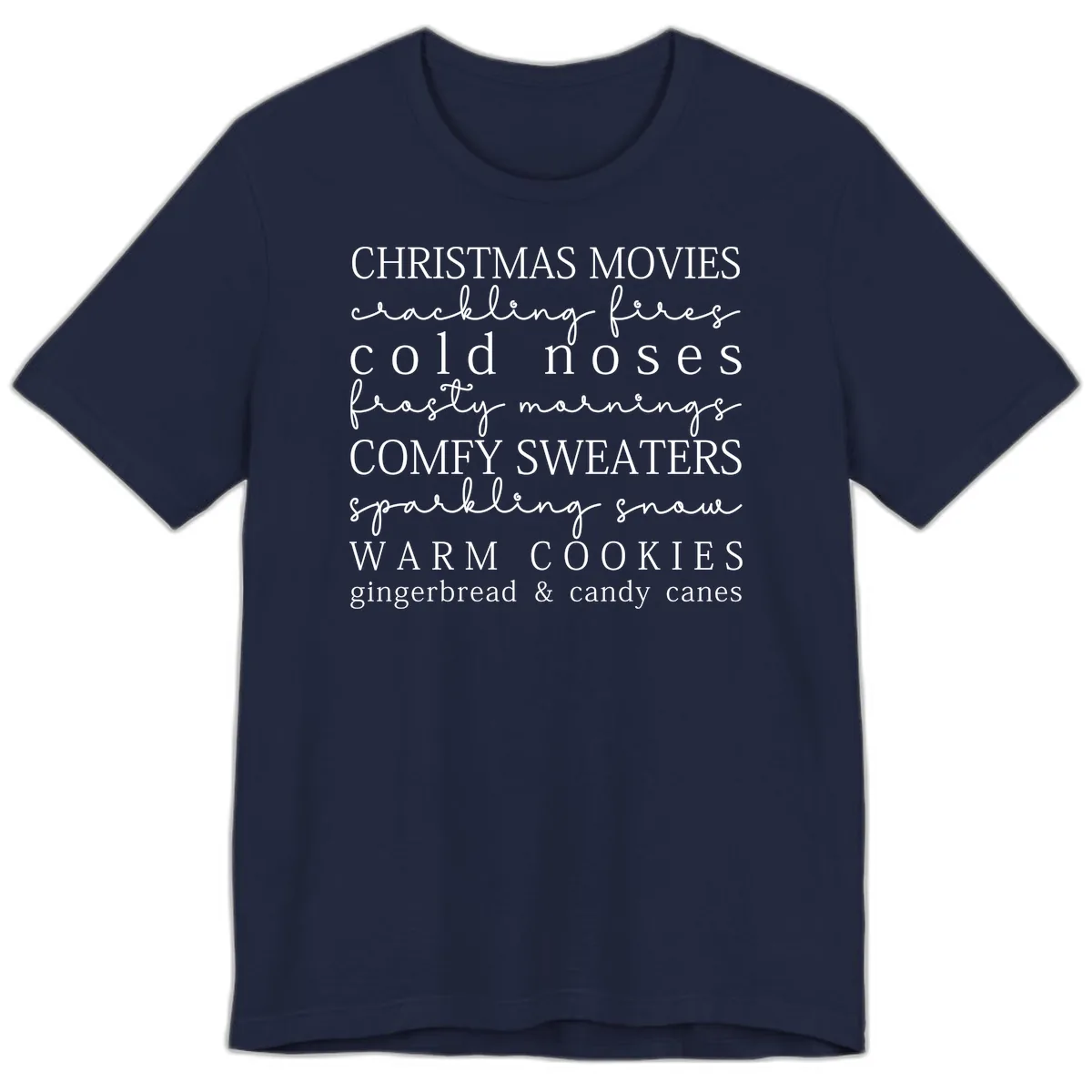 Cozy Christmas Vibes Word Art Premium T-Shirt in Navy