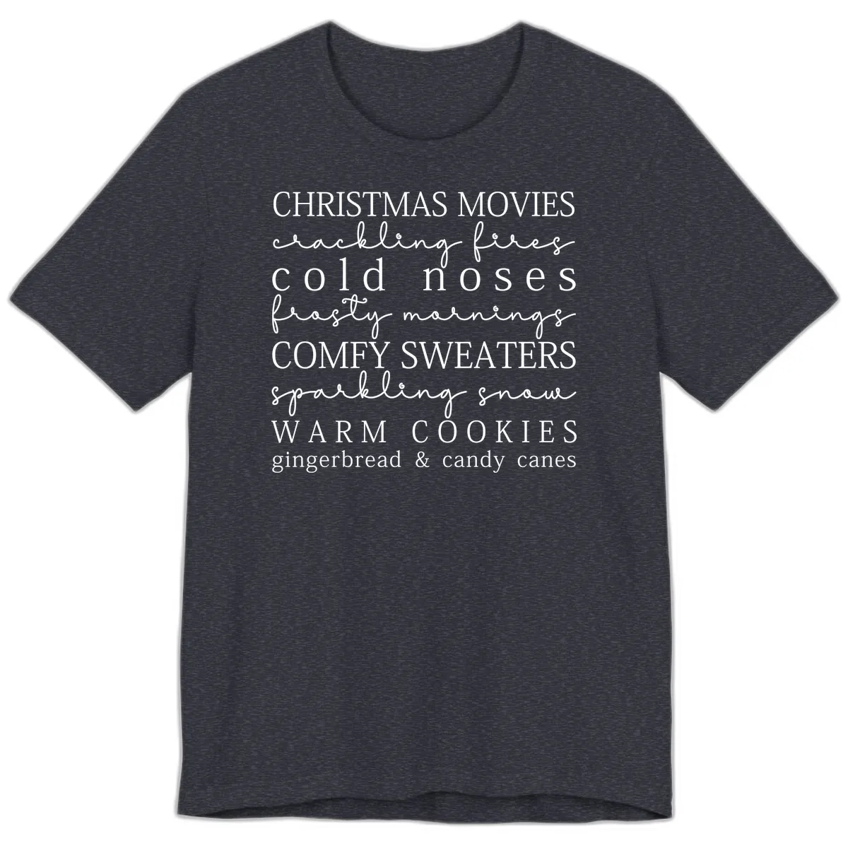 Cozy Christmas Vibes Word Art Premium T-Shirt in Heather Navy