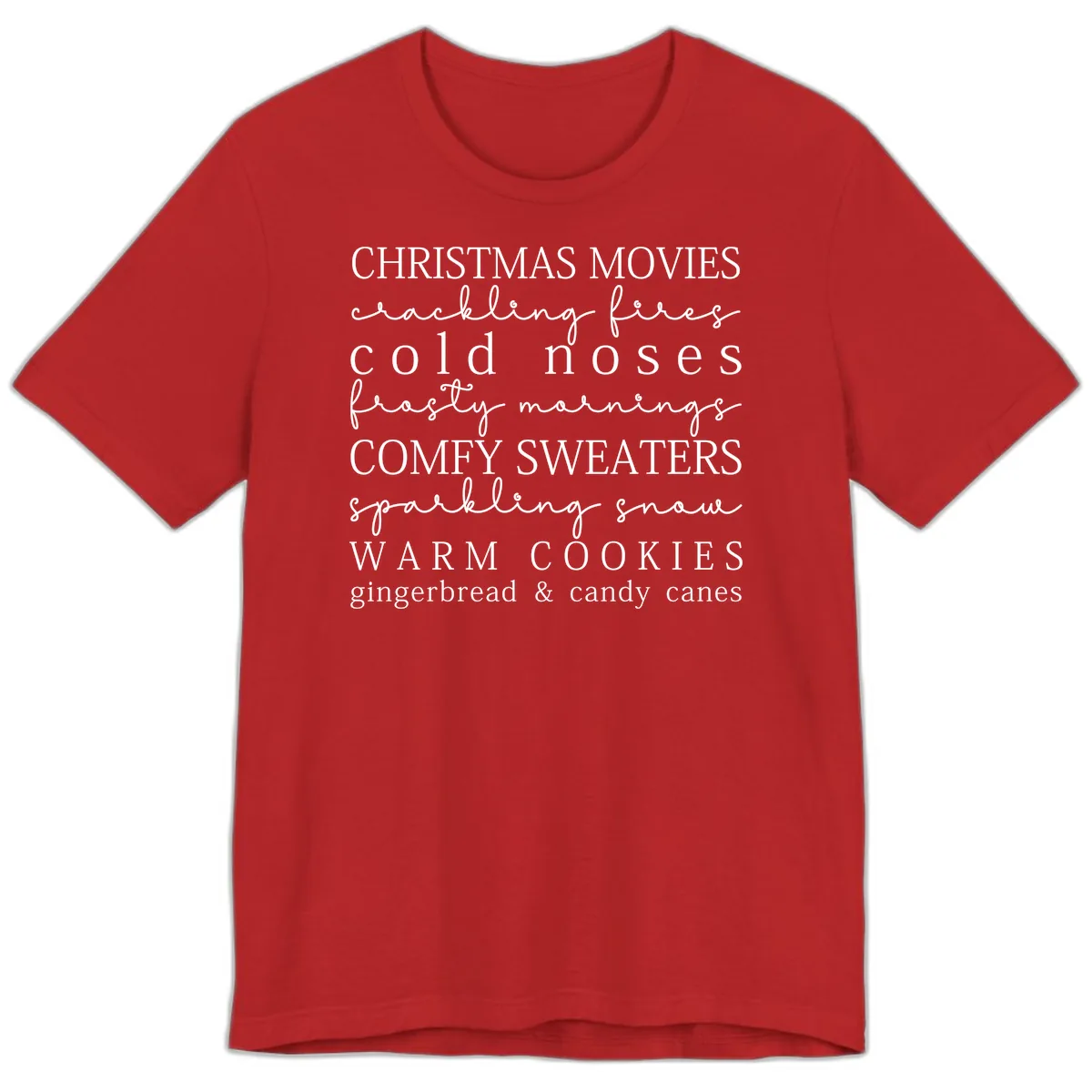 Cozy Christmas Vibes Word Art Premium T-Shirt in Red