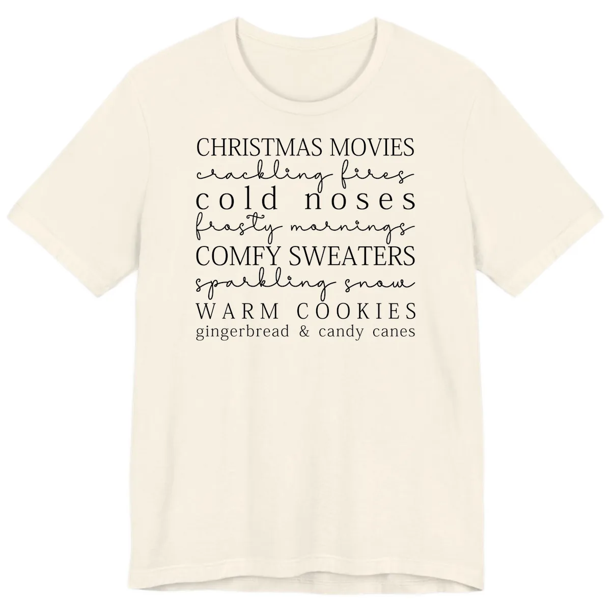Cozy Christmas Vibes Word Art Premium T-Shirt in Natural
