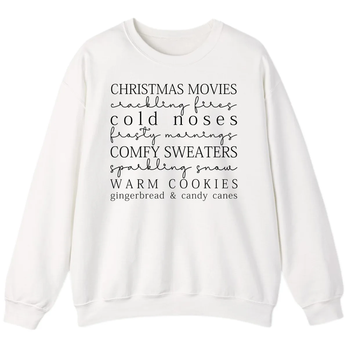 Cozy Christmas Vibes Word Art Sweatshirt in White