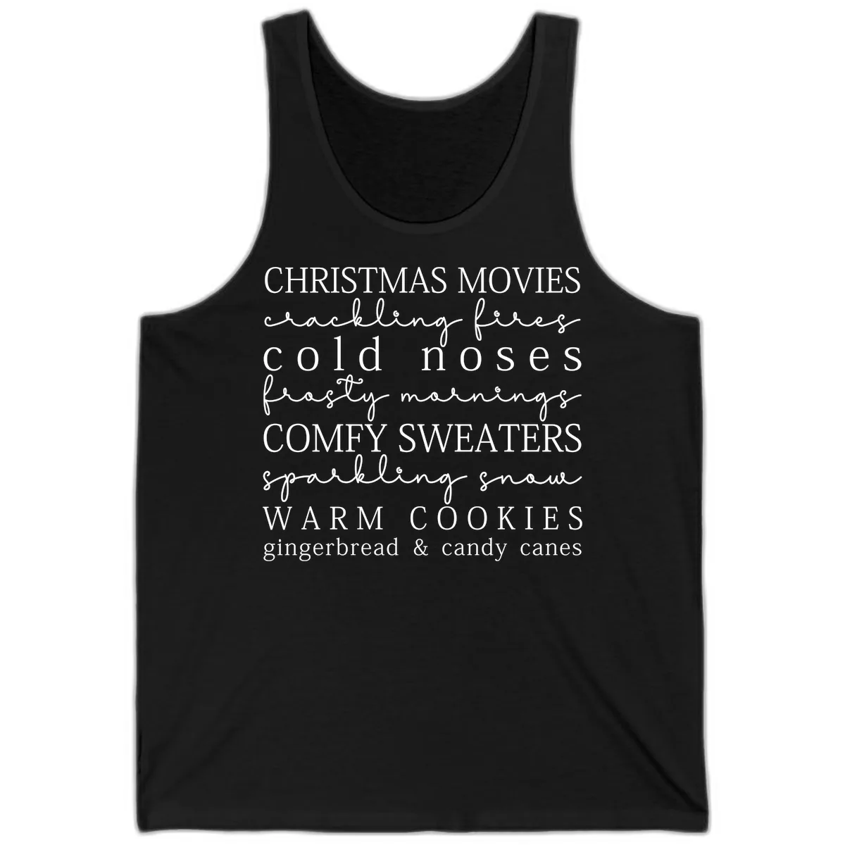 Cozy Christmas Vibes Word Art Tank in Black