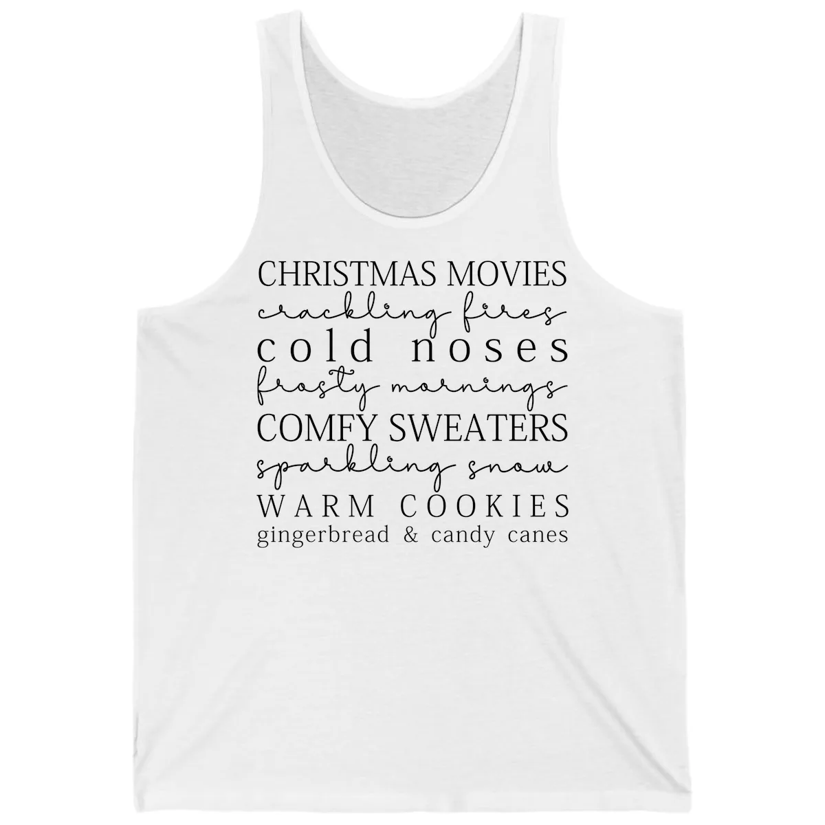 Cozy Christmas Vibes Word Art Tank in White
