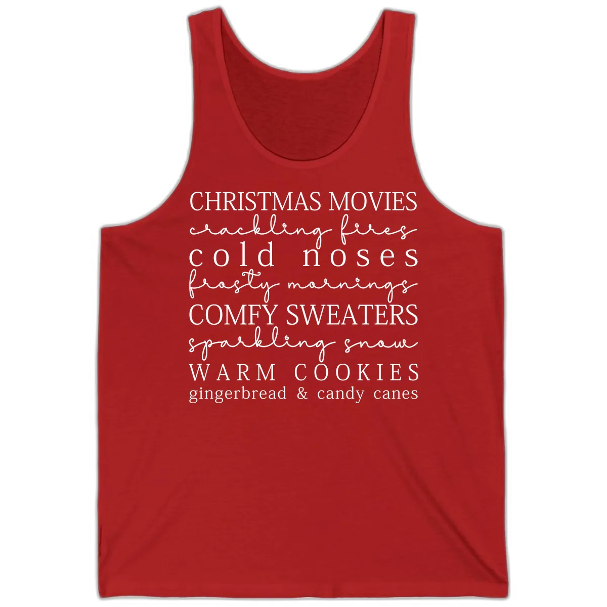 Cozy Christmas Vibes Word Art Tank in Red