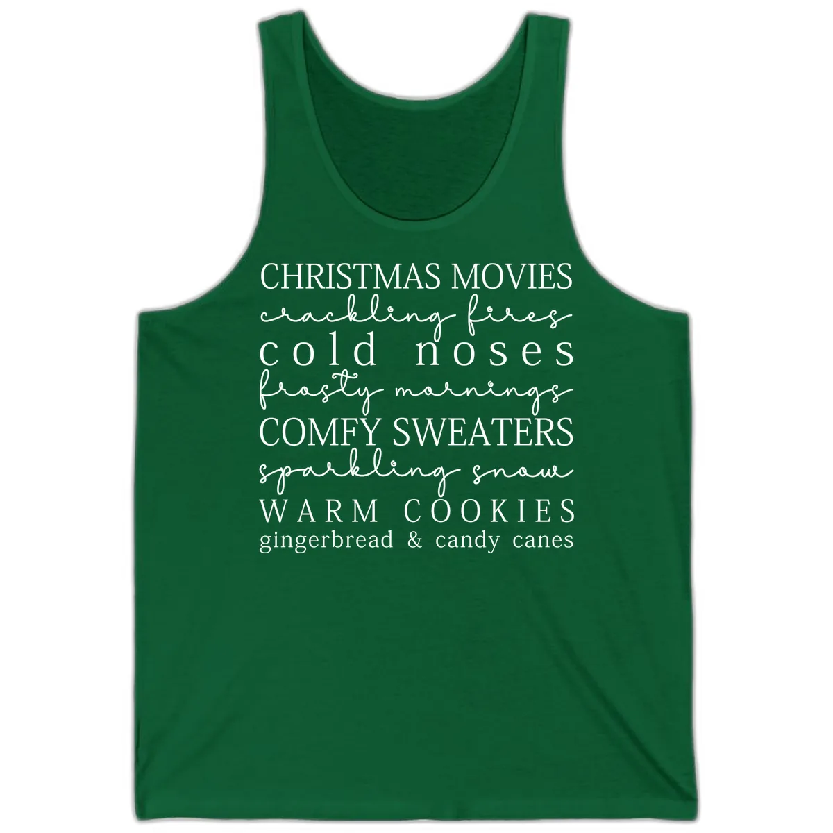 Cozy Christmas Vibes Word Art Tank in Kelly