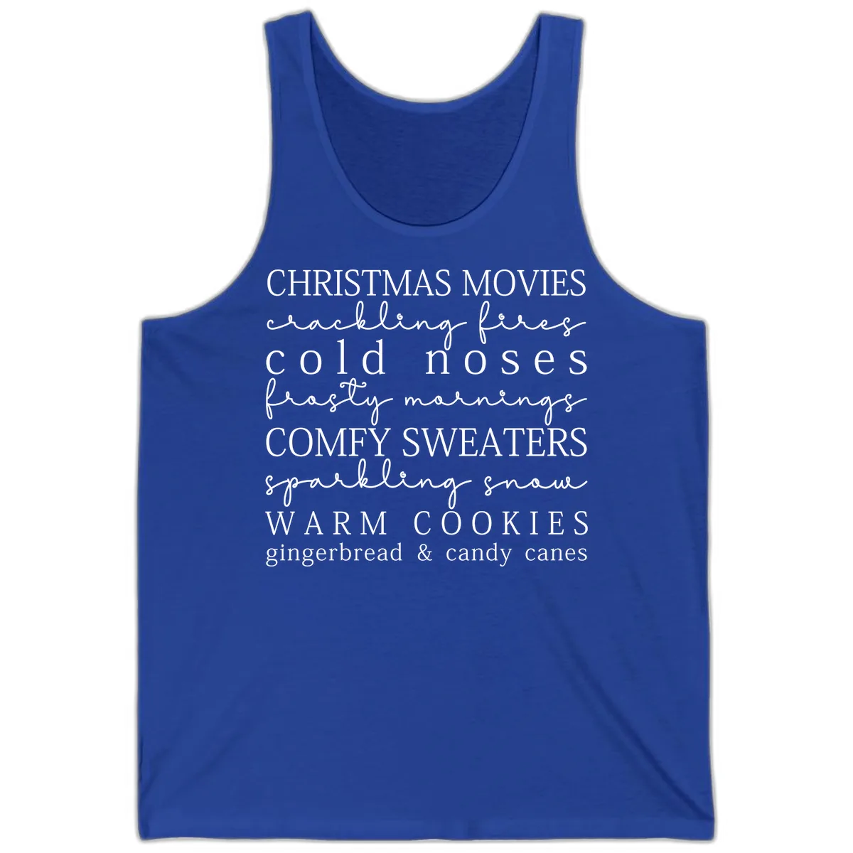 Cozy Christmas Vibes Word Art Tank in True Royal