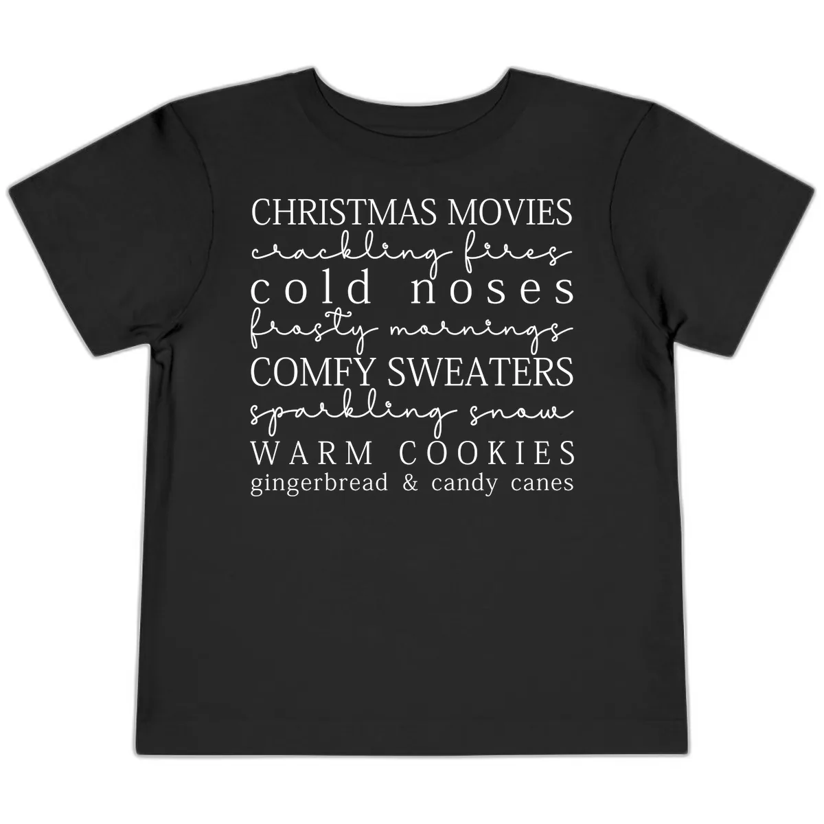 Cozy Christmas Vibes Word Art Toddler T-Shirt in Black