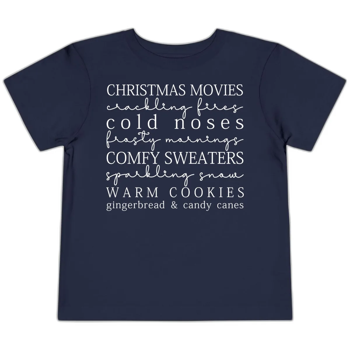 Cozy Christmas Vibes Word Art Toddler T-Shirt in Navy