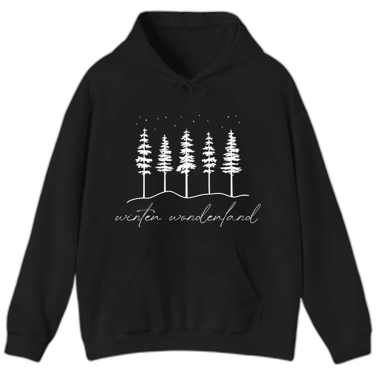 Winter Wonderland Forest Scene Hoodie in Black