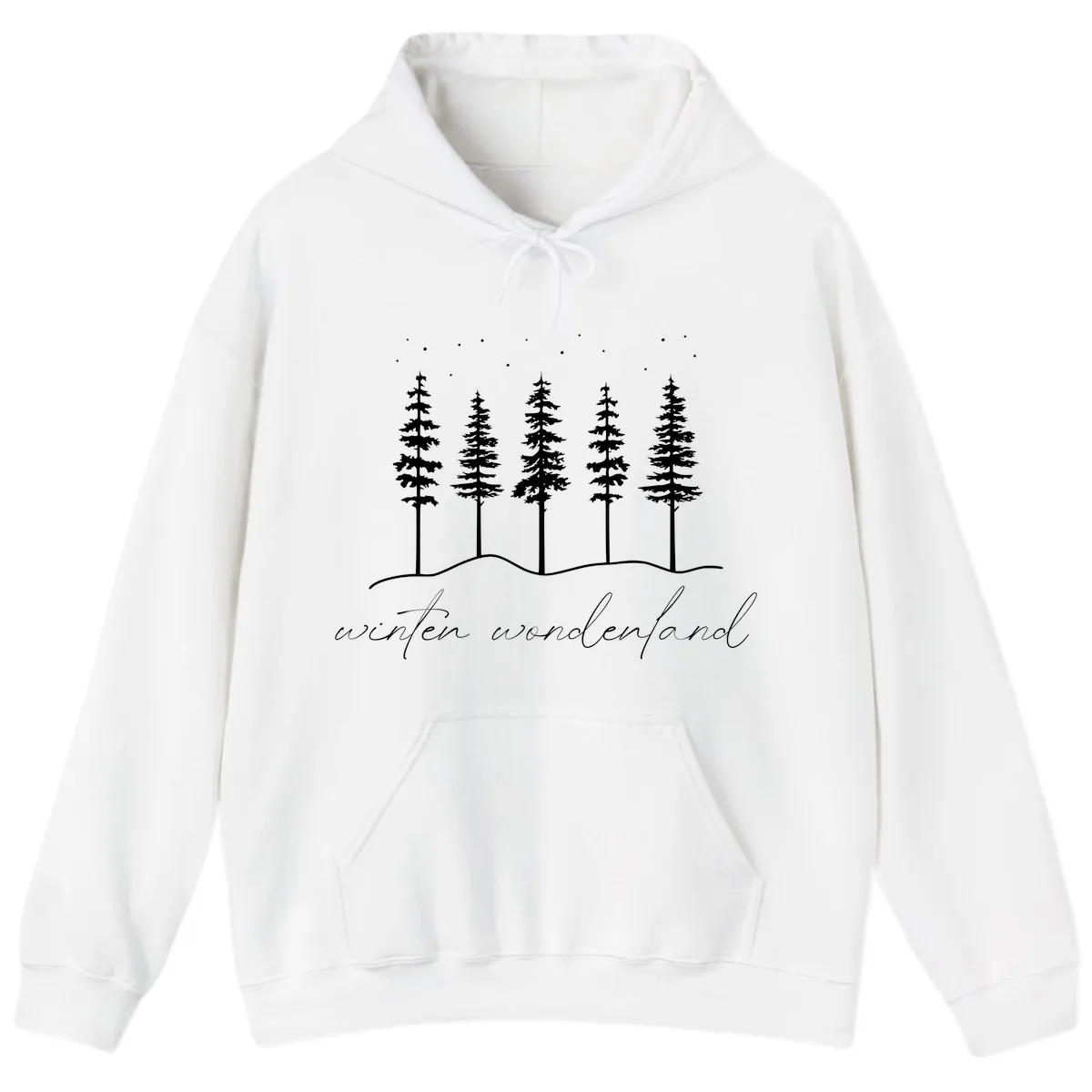 Winter Wonderland Forest Scene Hoodie in White