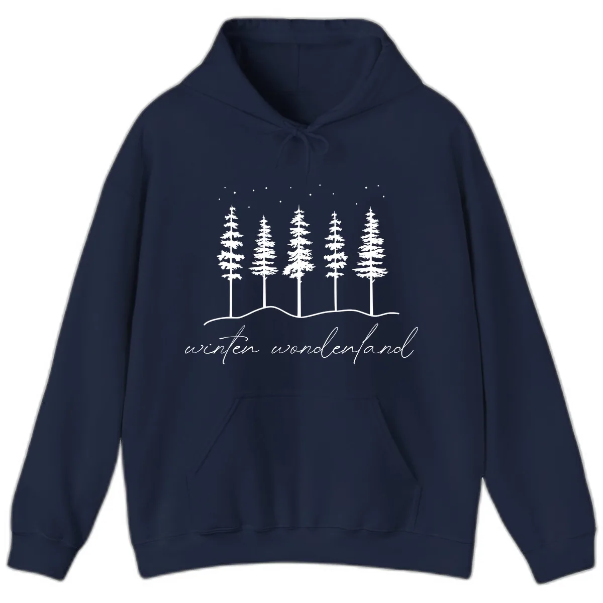 Winter Wonderland Forest Scene Hoodie in Navy