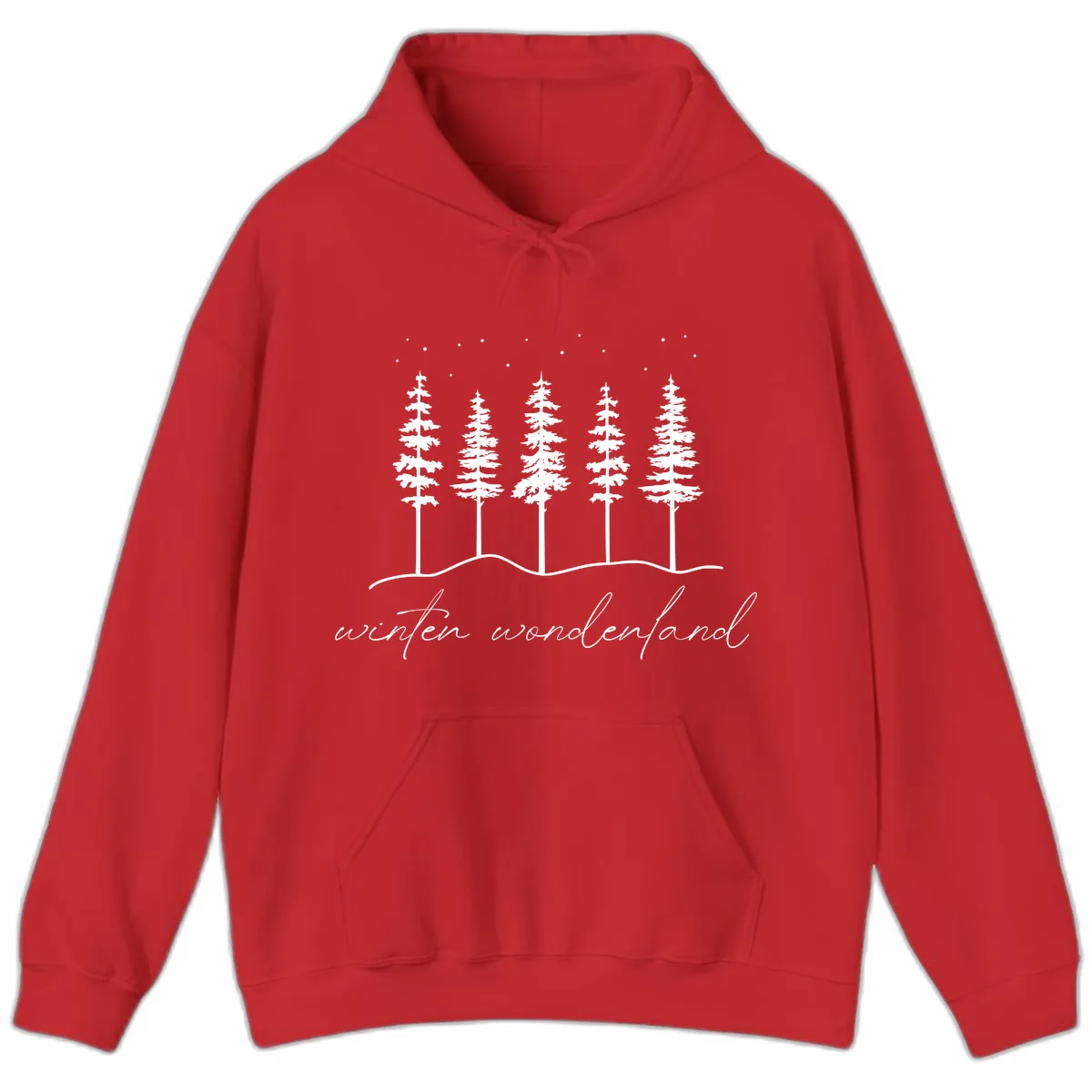 Winter Wonderland Forest Scene Hoodie in Red