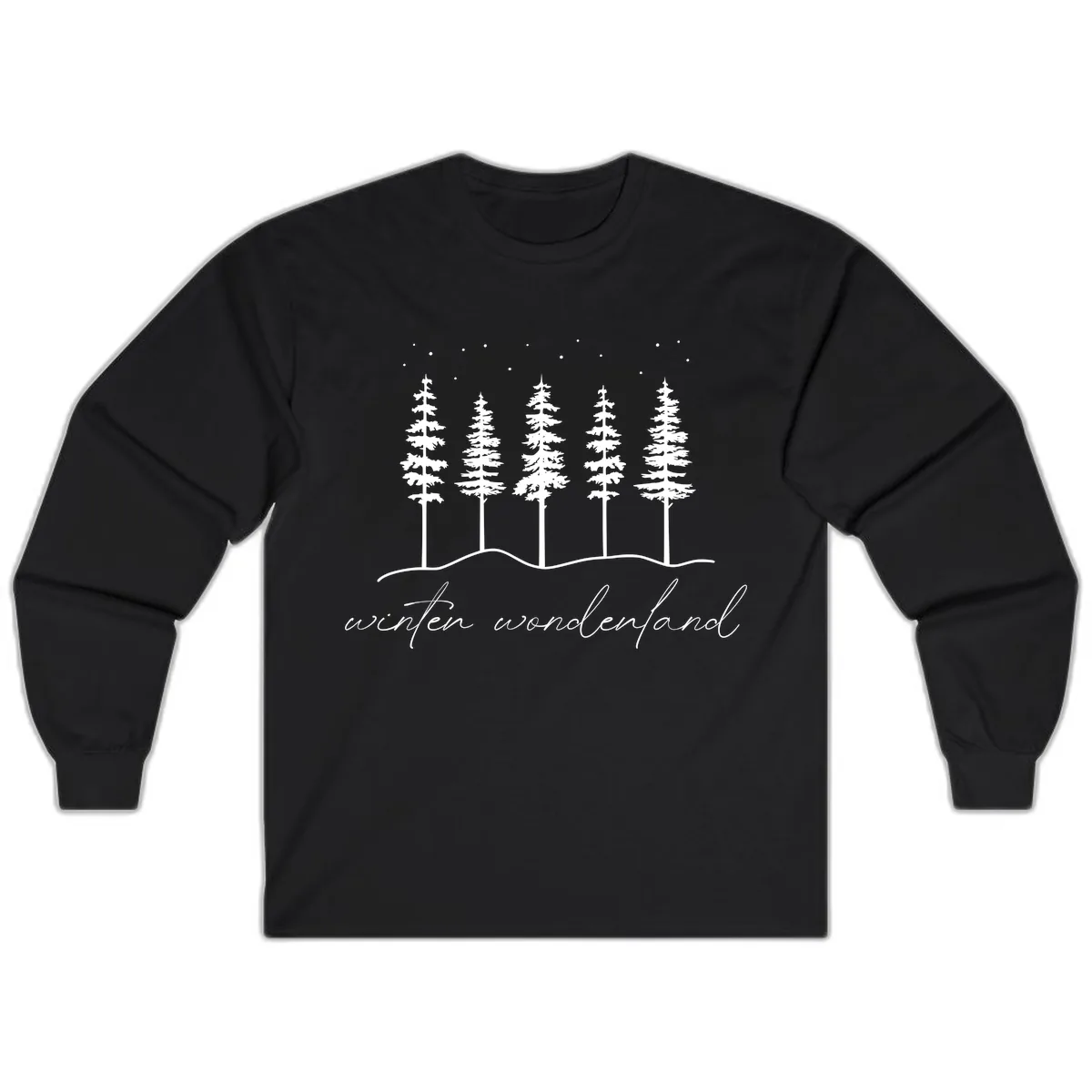 Winter Wonderland Forest Scene Long Sleeve in Black