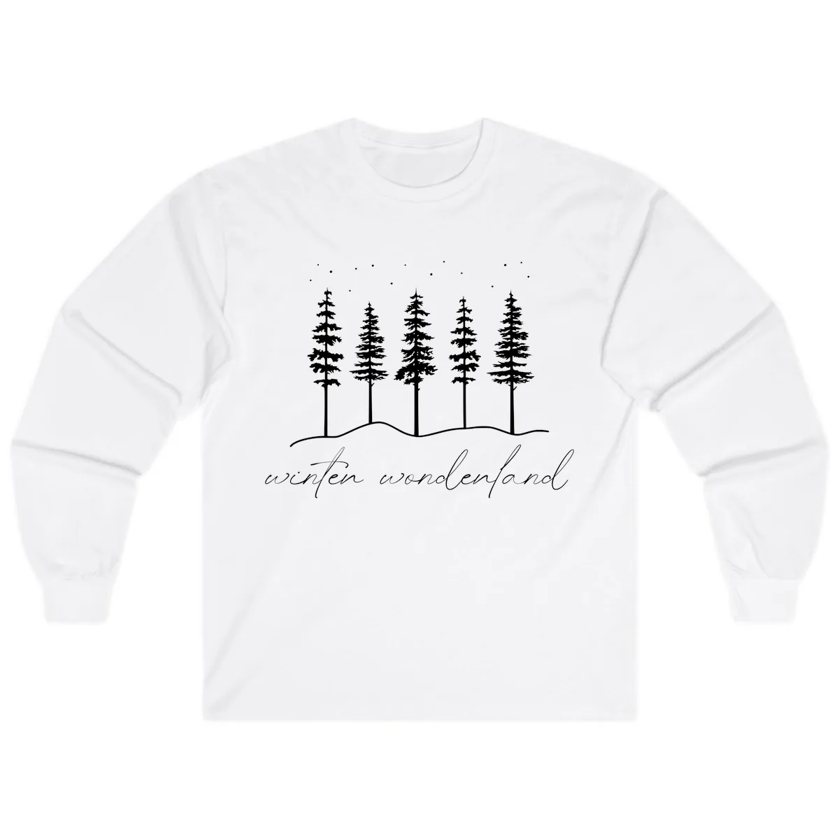 Winter Wonderland Forest Scene Long Sleeve in White