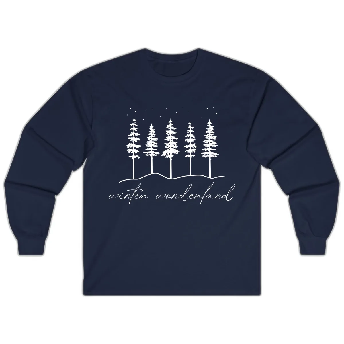 Winter Wonderland Forest Scene Long Sleeve in Navy