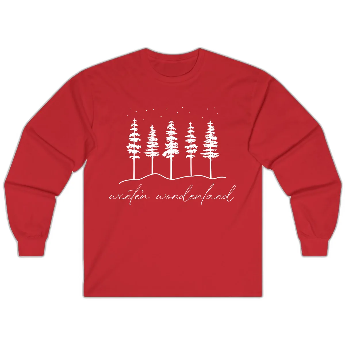 Winter Wonderland Forest Scene Long Sleeve in Red
