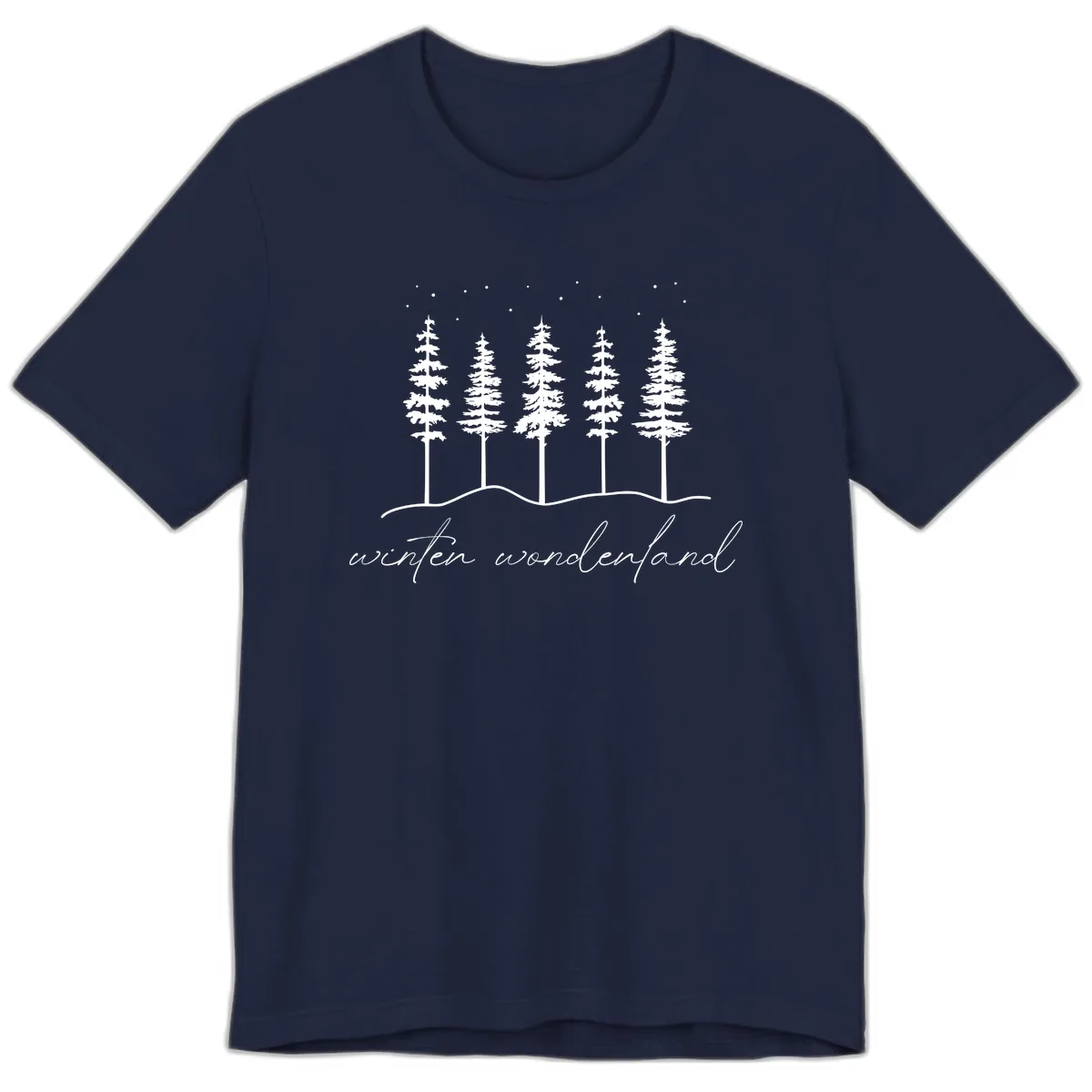 Winter Wonderland Forest Scene Premium T-Shirt in Navy