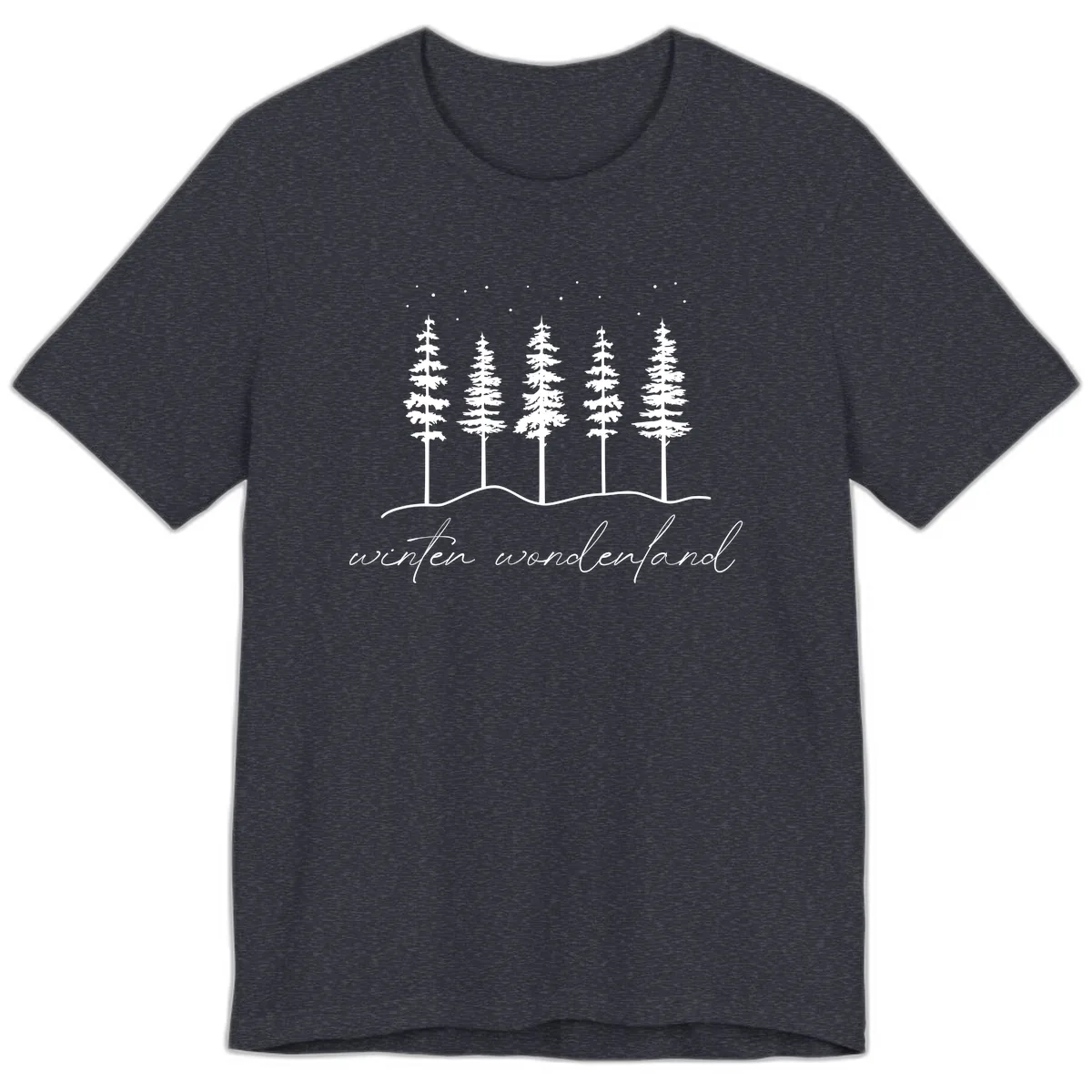 Winter Wonderland Forest Scene Premium T-Shirt in Heather Navy