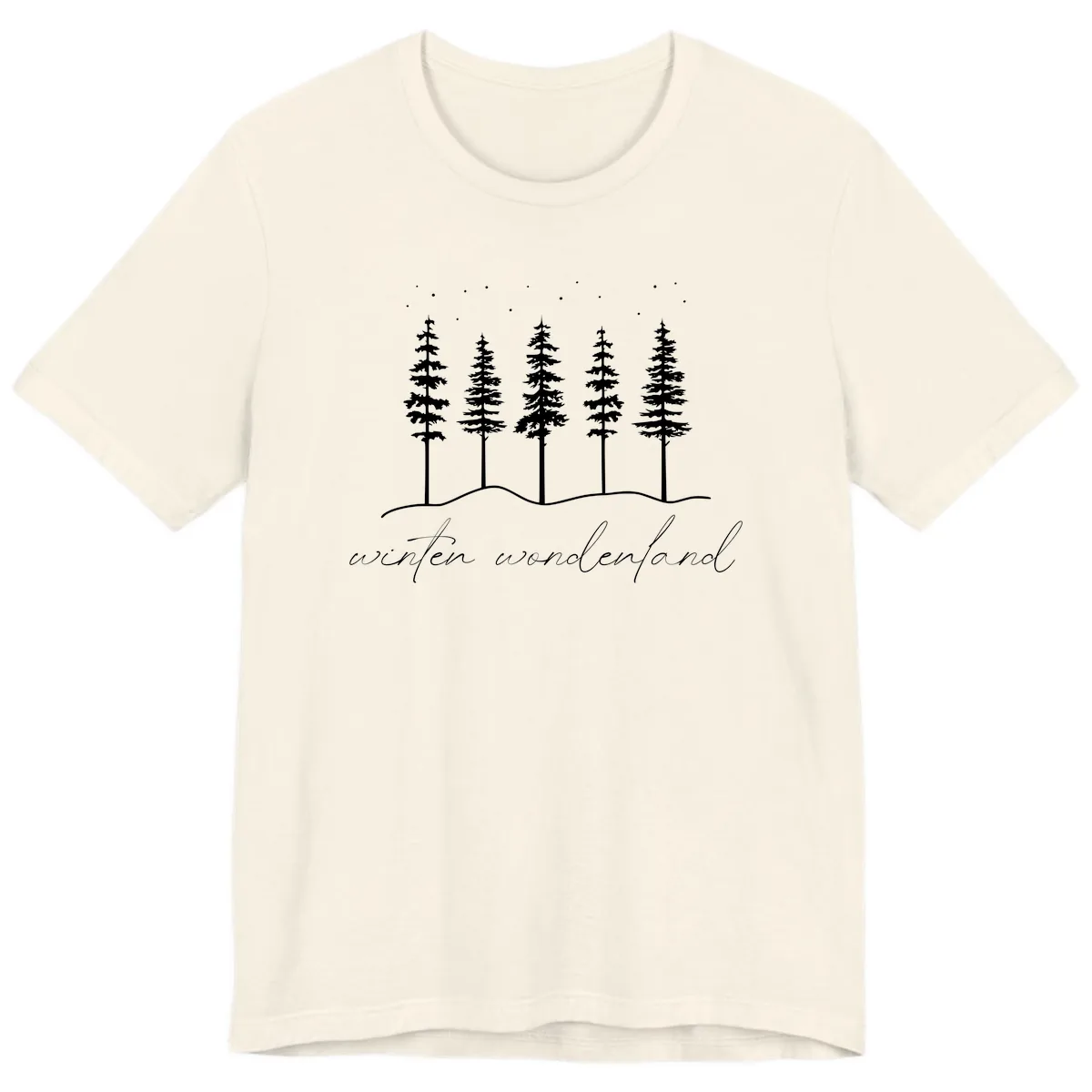 Winter Wonderland Forest Scene Premium T-Shirt in Natural
