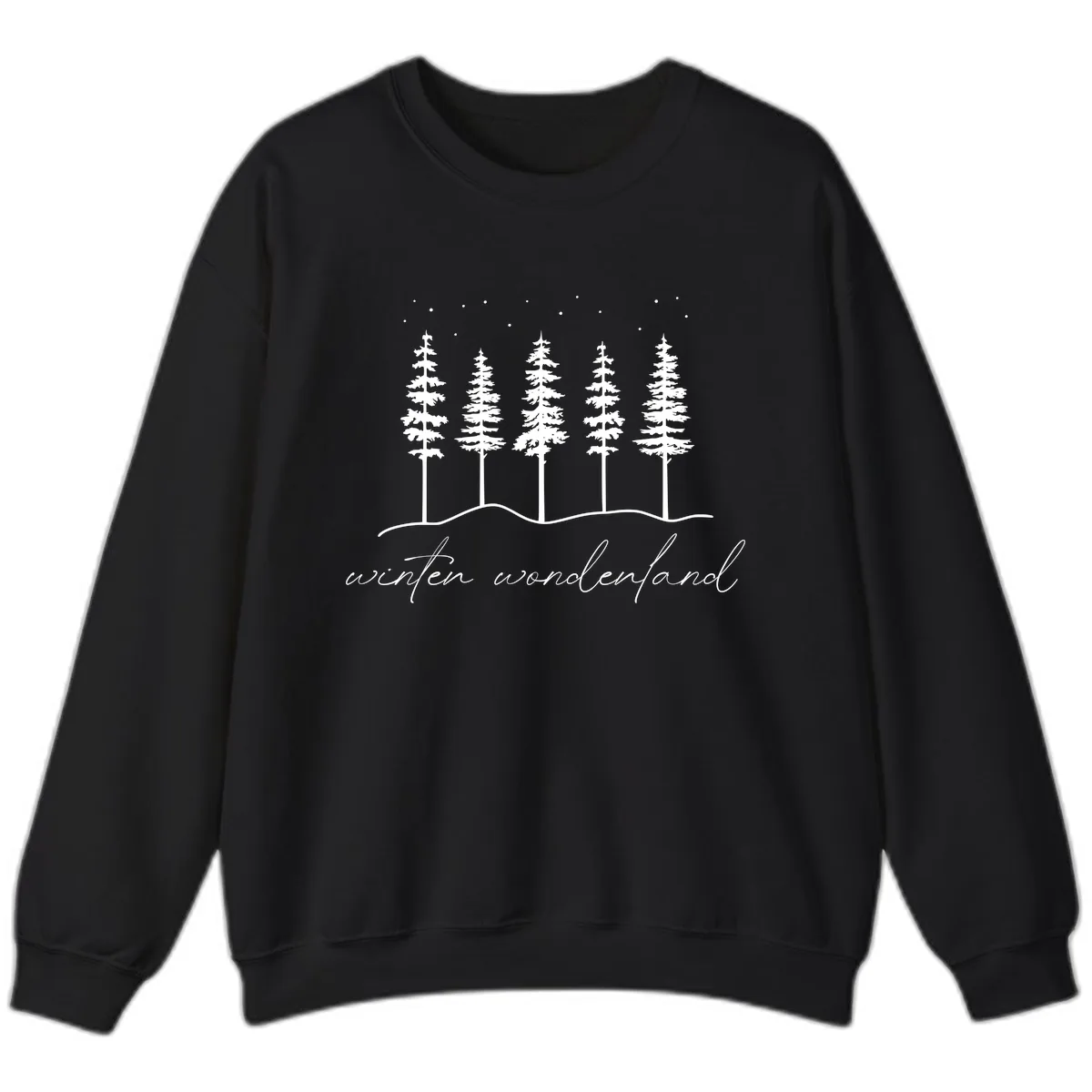 Winter Wonderland Forest Scene Sweatshirt in Black