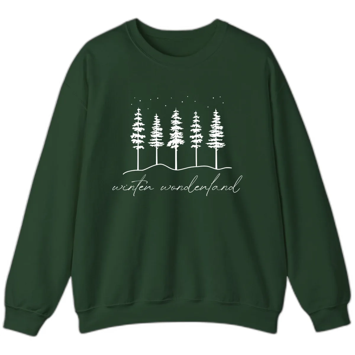 Winter Wonderland Forest Scene Sweatshirt in Forest Green