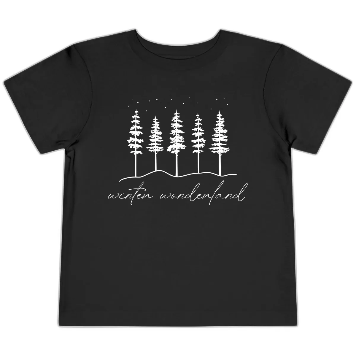 Winter Wonderland Forest Scene Toddler T-Shirt in Black