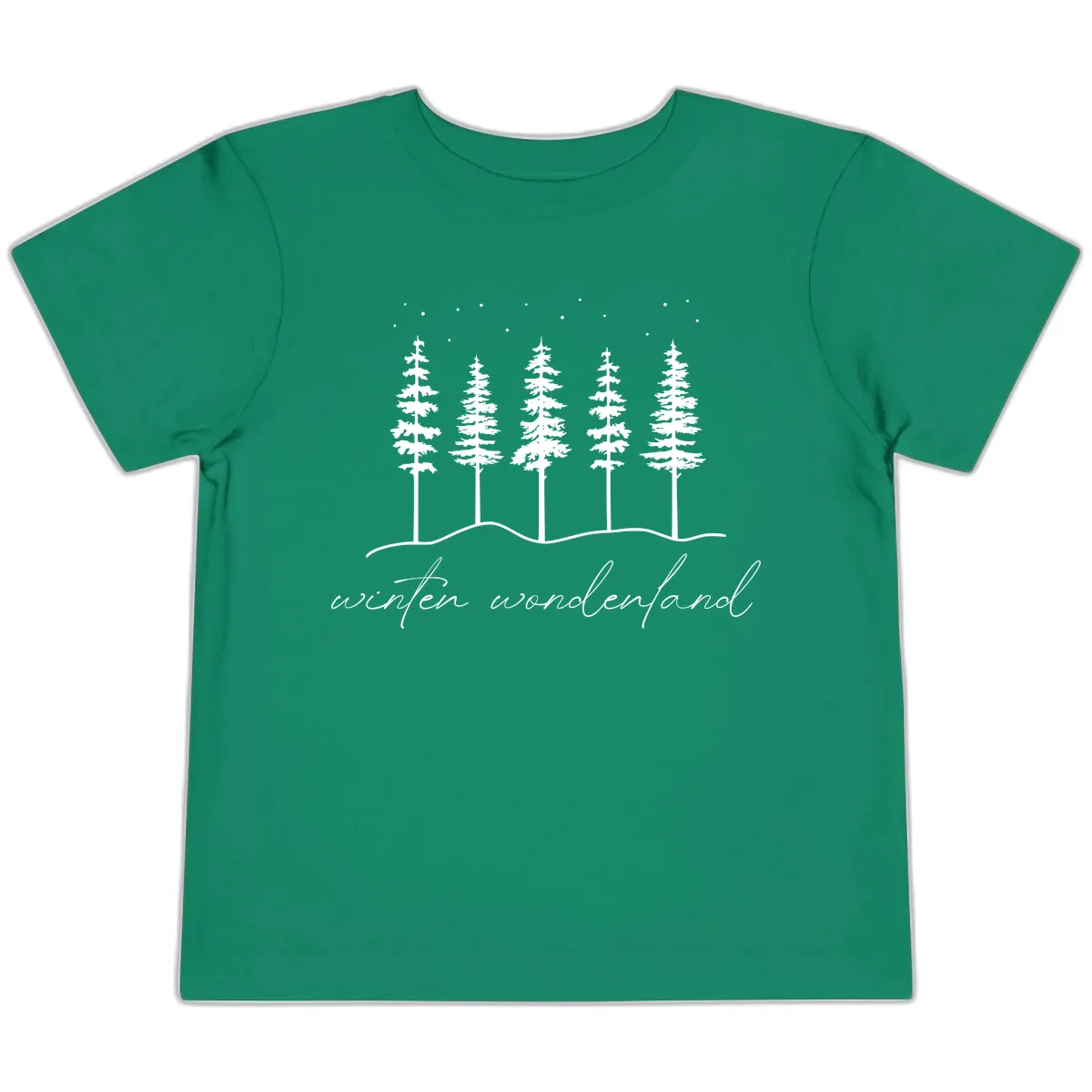 Winter Wonderland Forest Scene Toddler T-Shirt in Kelly