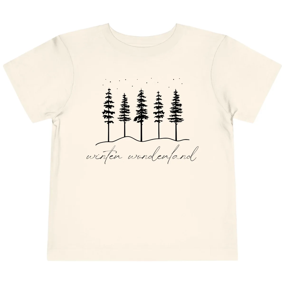 Winter Wonderland Forest Scene Toddler T-Shirt in Natural