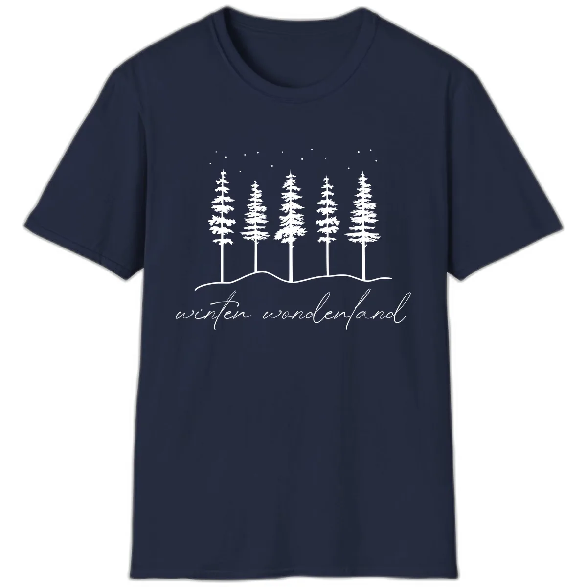 Winter Wonderland Forest Scene T-Shirt in Navy