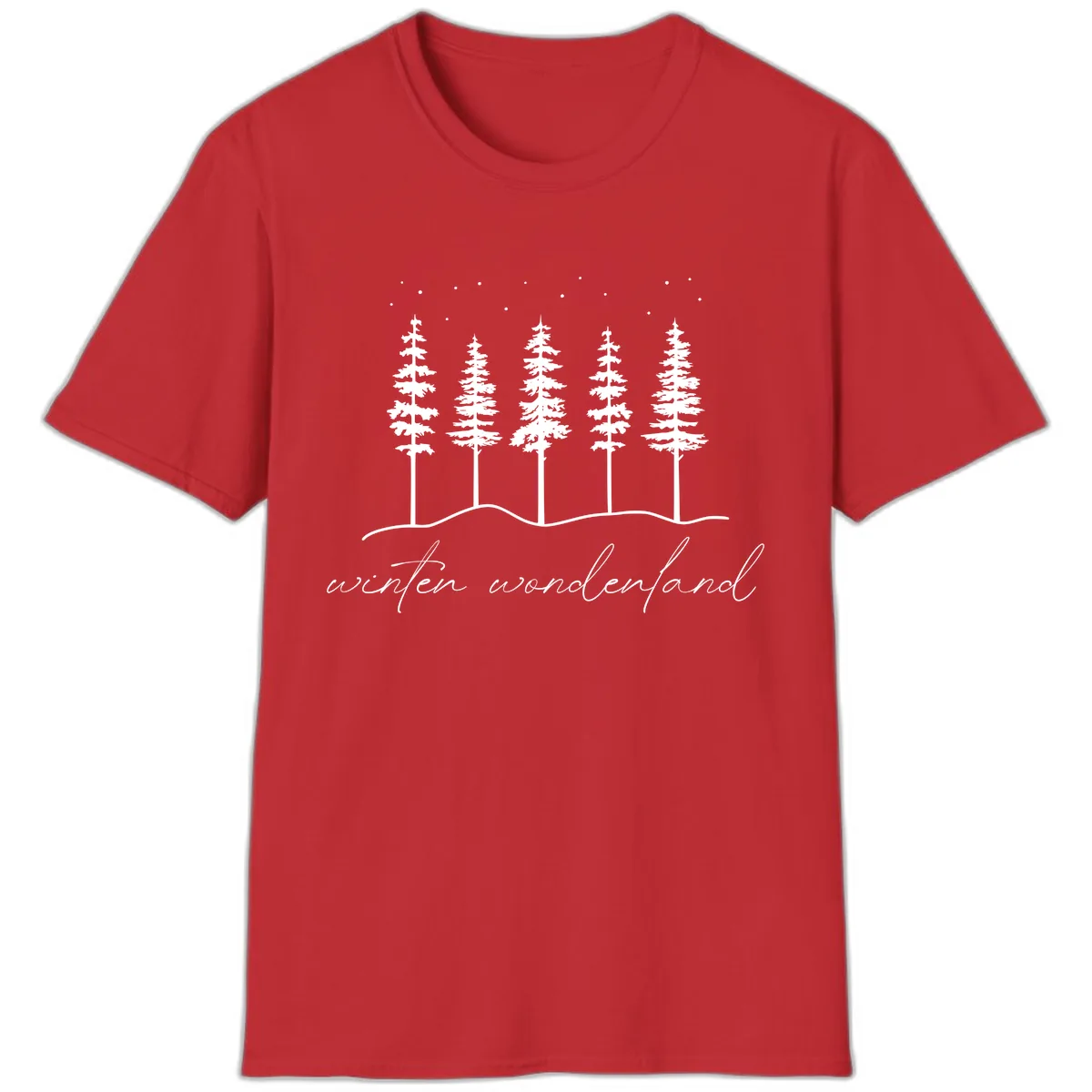 Winter Wonderland Forest Scene T-Shirt in Red