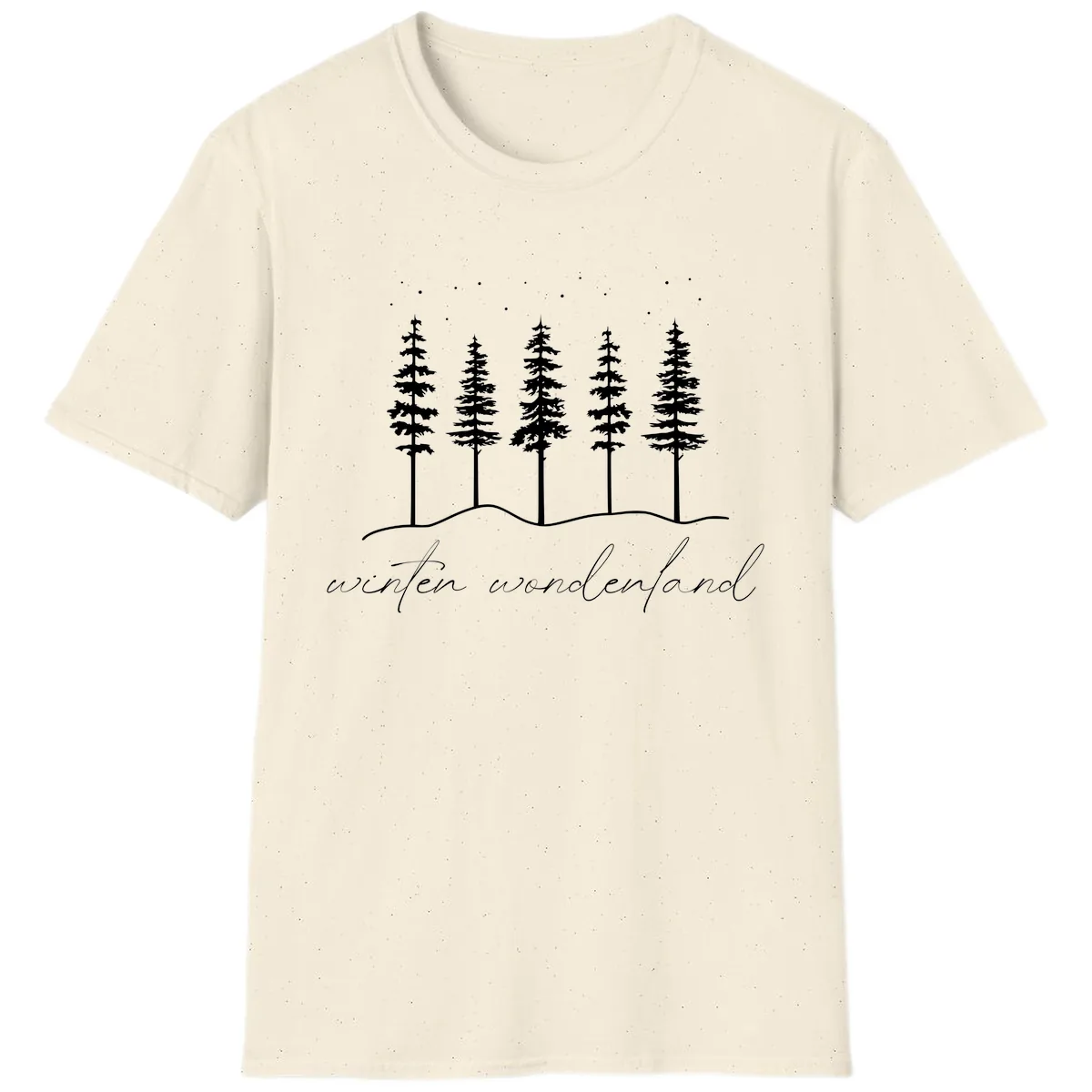 Winter Wonderland Forest Scene T-Shirt in Natural