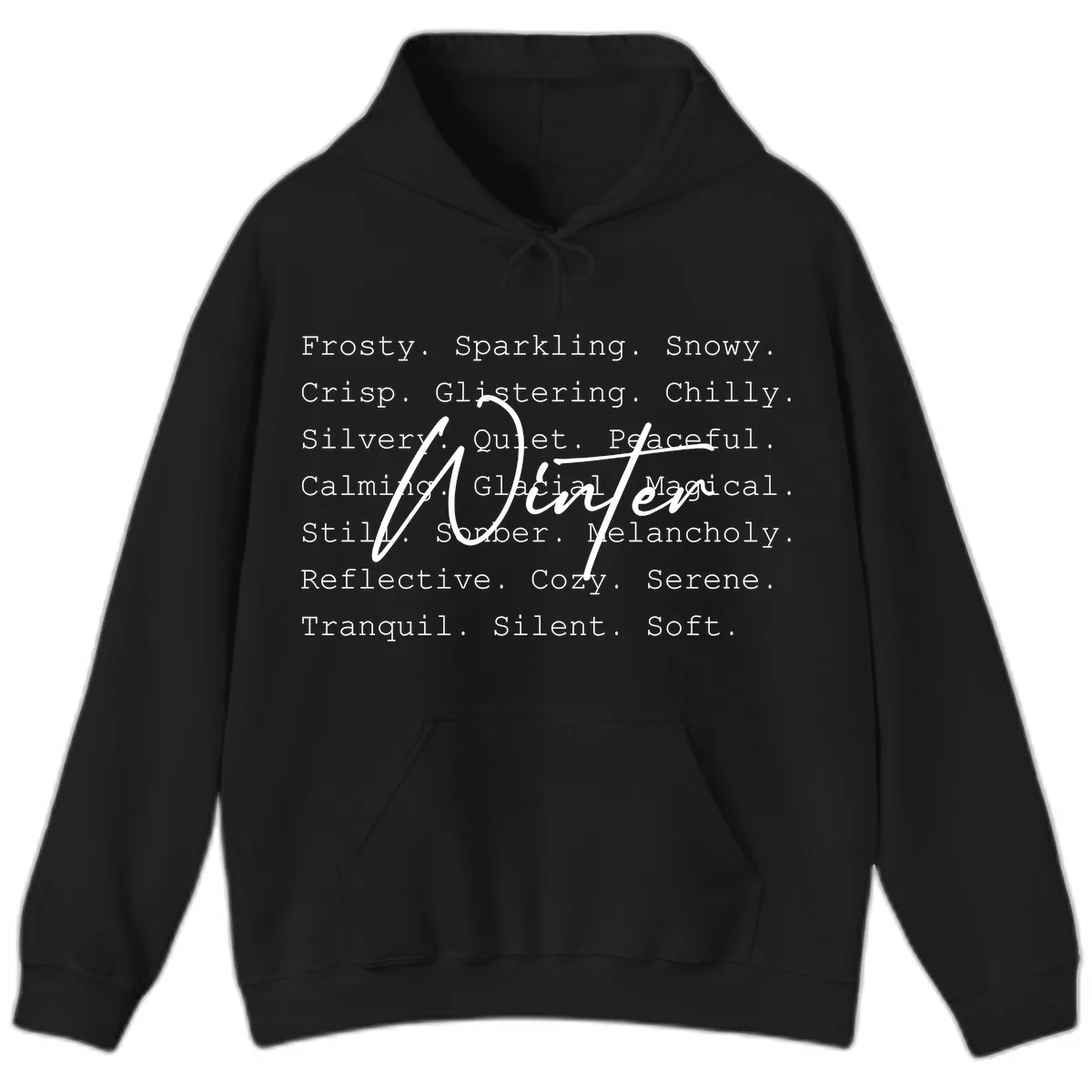 Winter Words Design Hoodie in Black