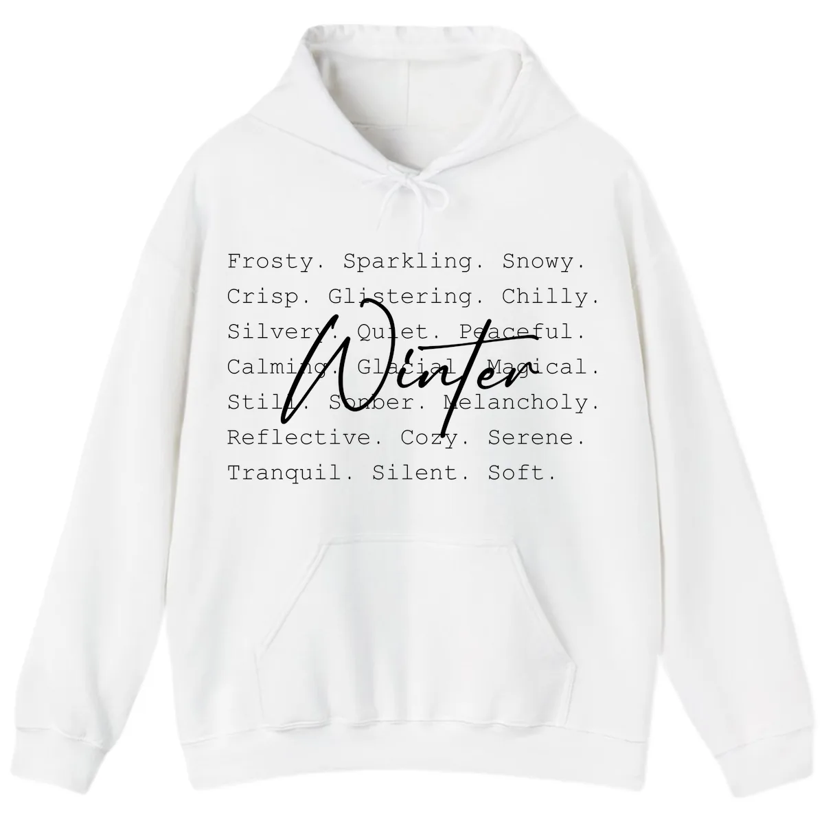 Winter Words Design Hoodie in White