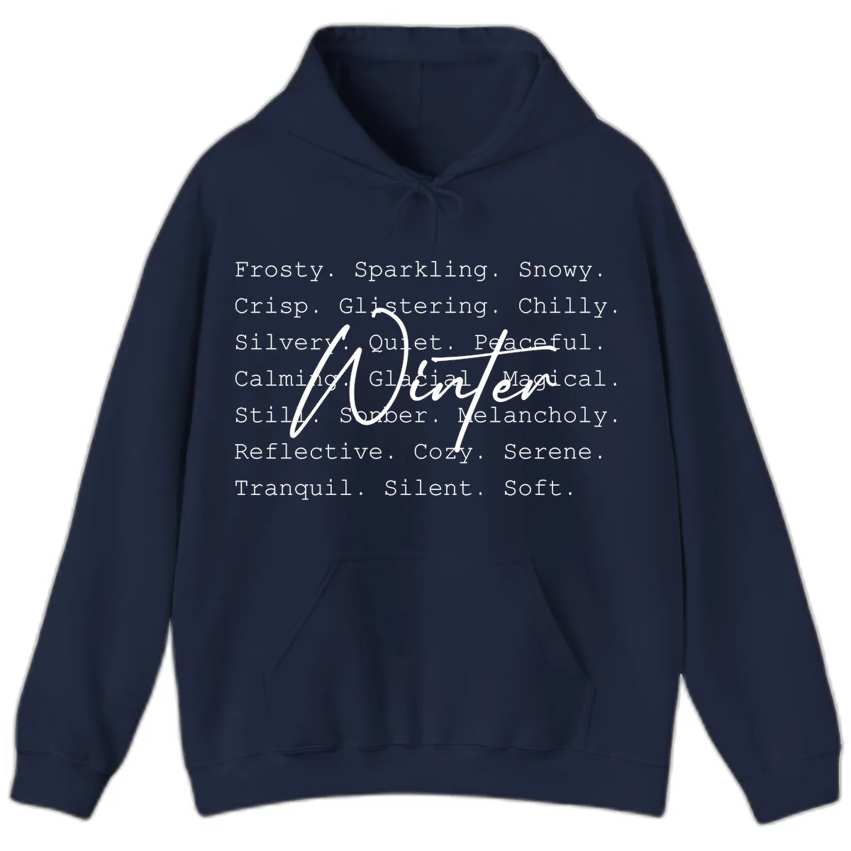 Winter Words Design Hoodie in Navy