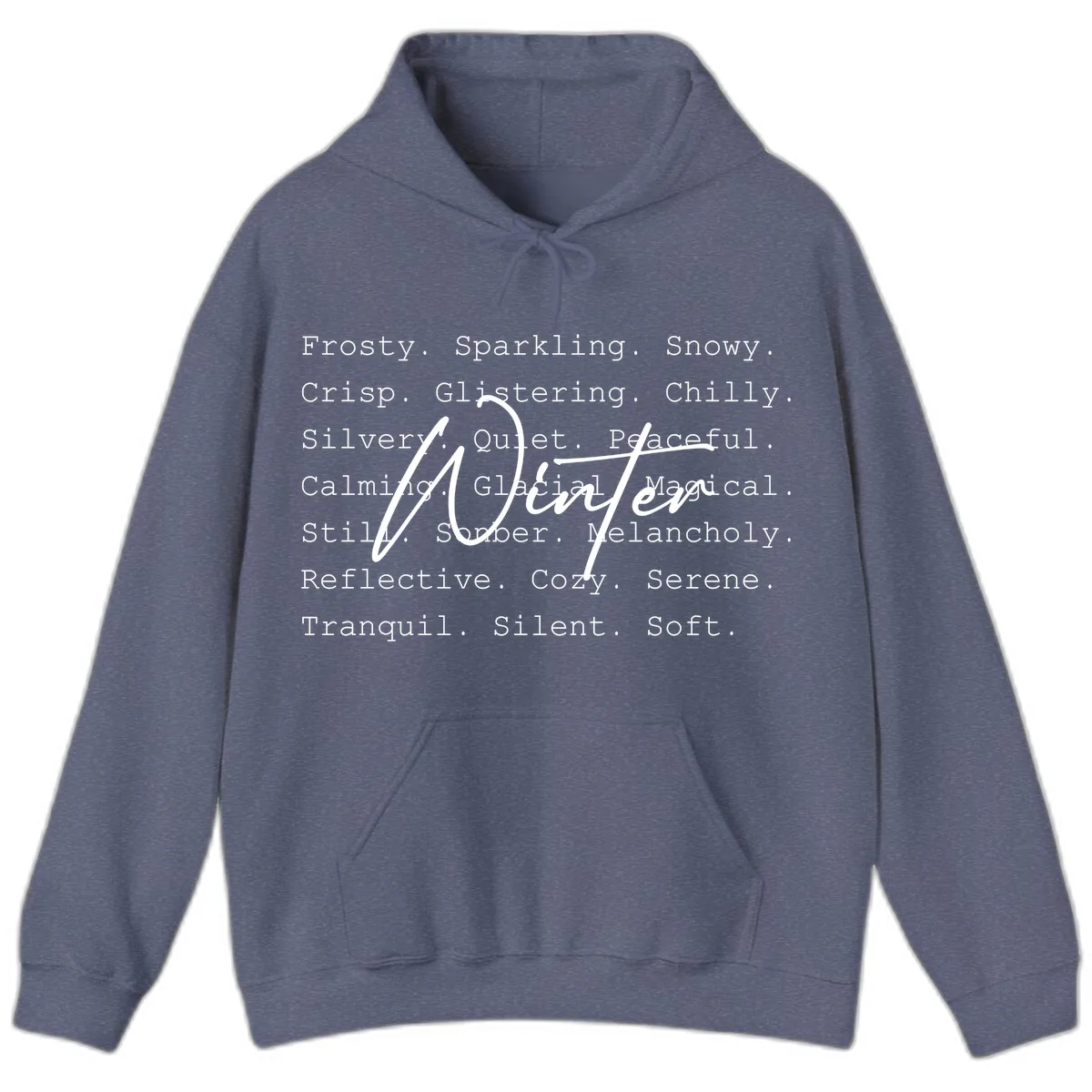 Winter Words Design Hoodie in Heather Navy