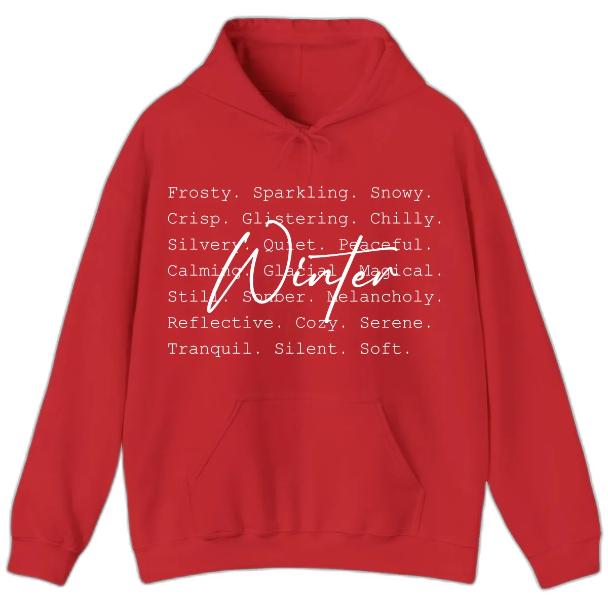 Winter Words Design Hoodie in Red