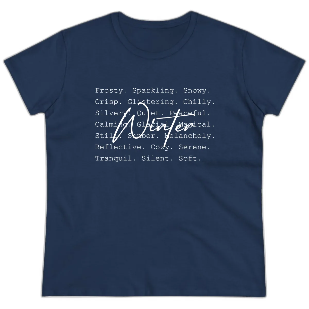 Winter Words Design Ladies Tee in Navy