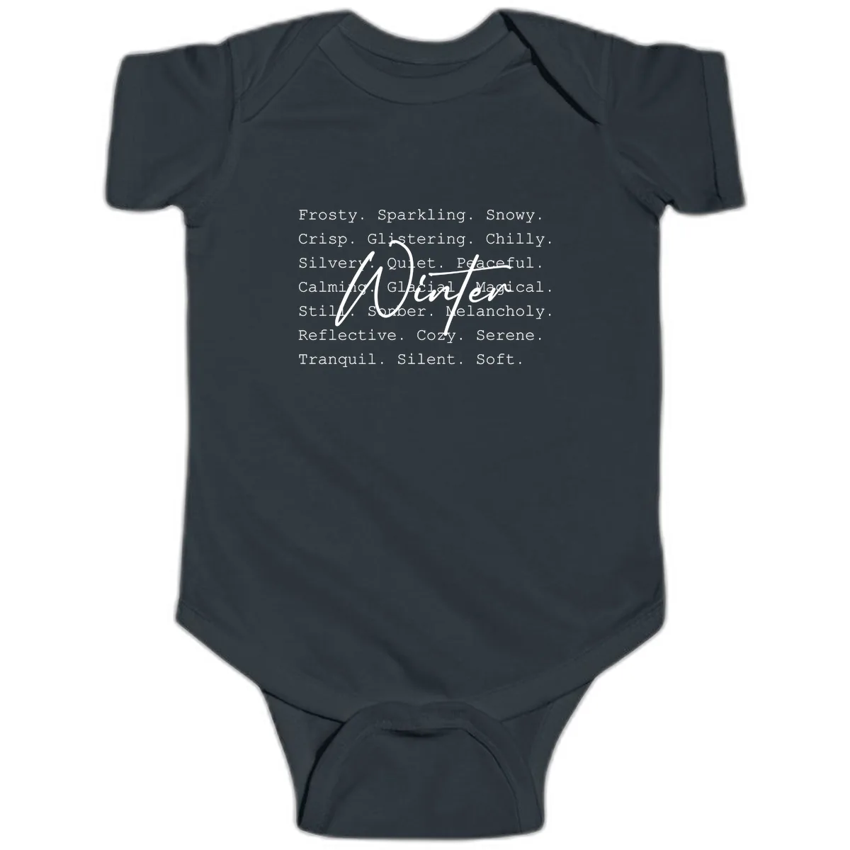 Winter Words Design Baby Onesie in Black