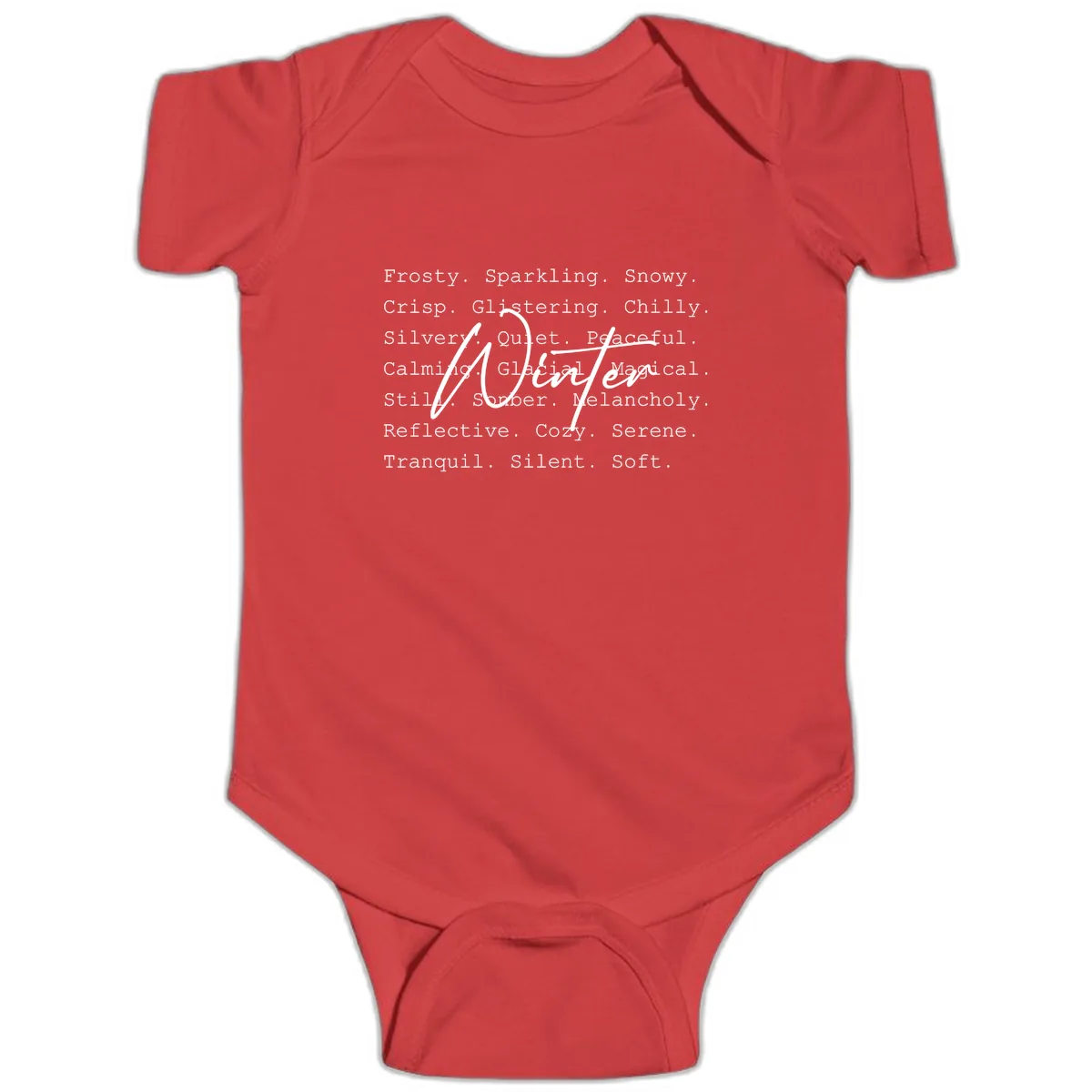 Winter Words Design Baby Onesie in Red