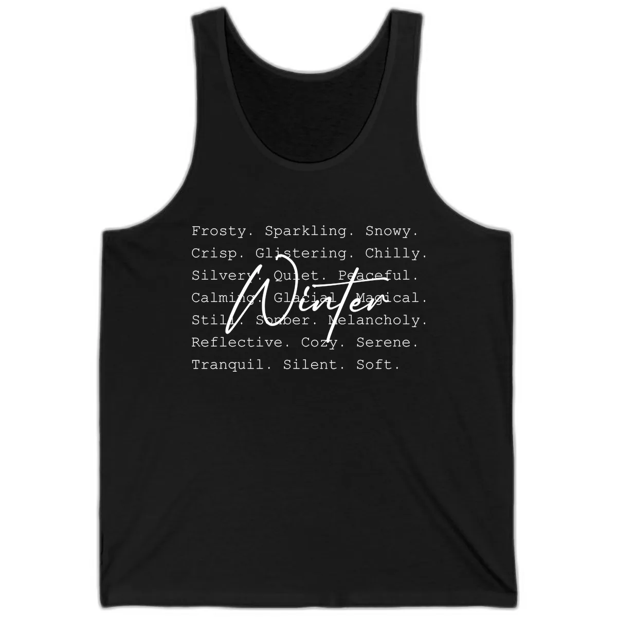 Winter Words Design Tank in Black