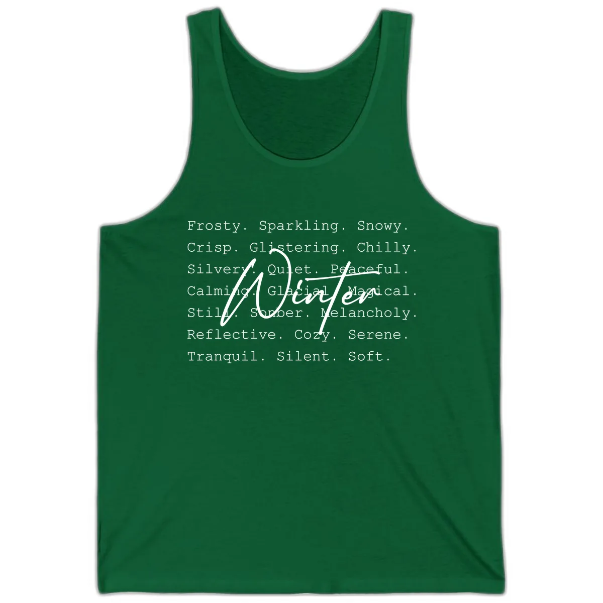 Winter Words Design Tank in Kelly