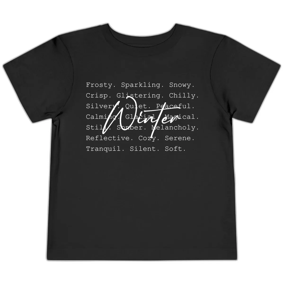 Winter Words Design Toddler T-Shirt in Black
