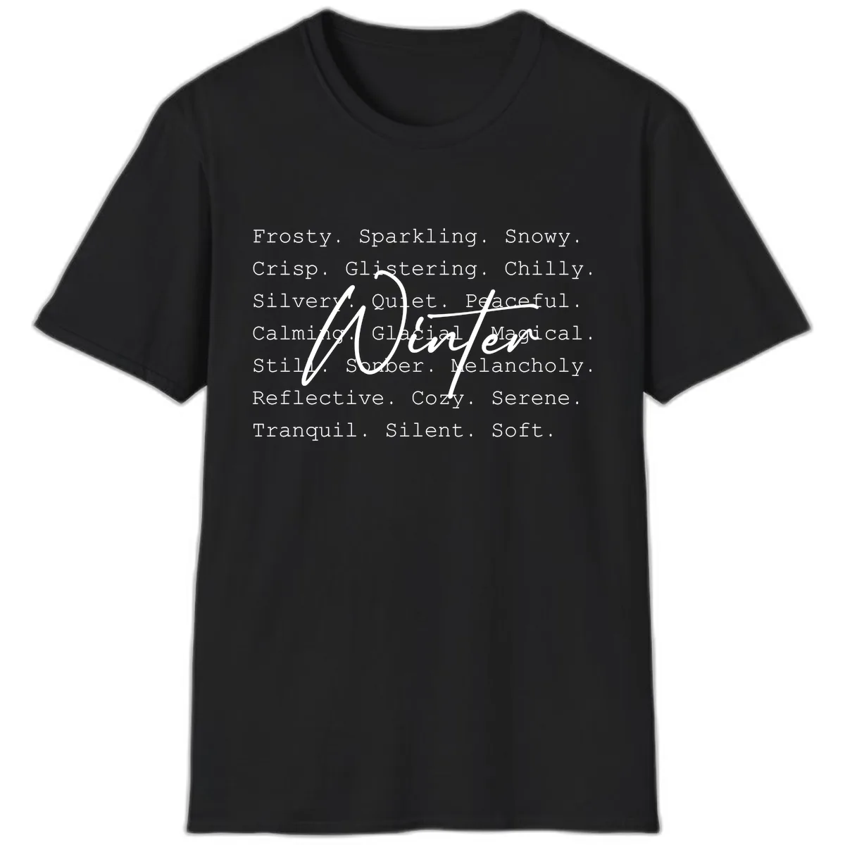 Winter Words Design T-Shirt in Black