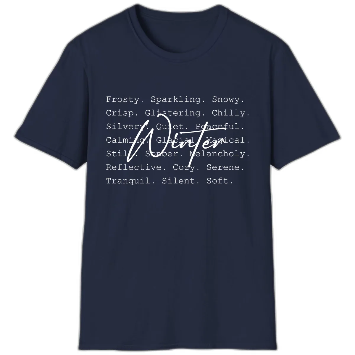 Winter Words Design T-Shirt in Navy
