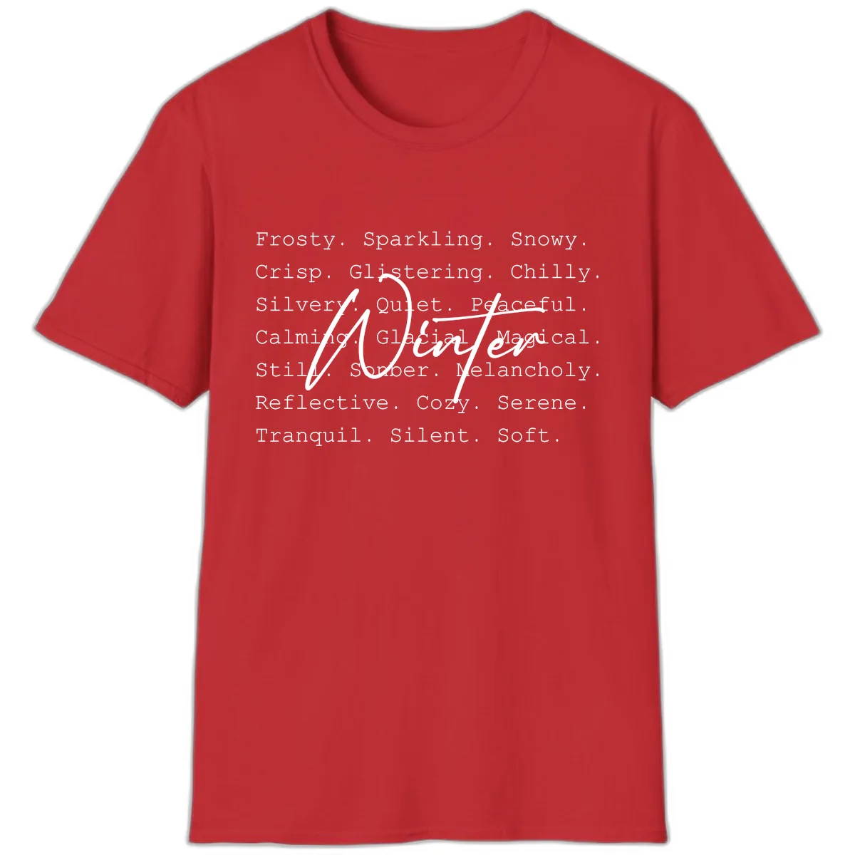 Winter Words Design T-Shirt in Red
