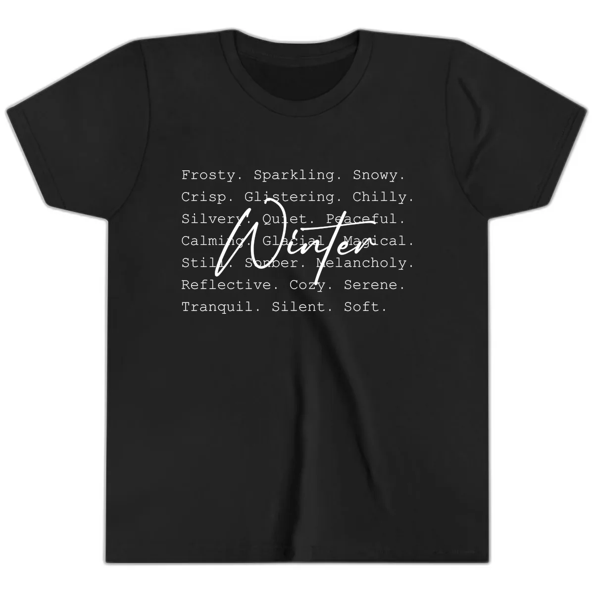 Winter Words Design Youth T-Shirt in Black