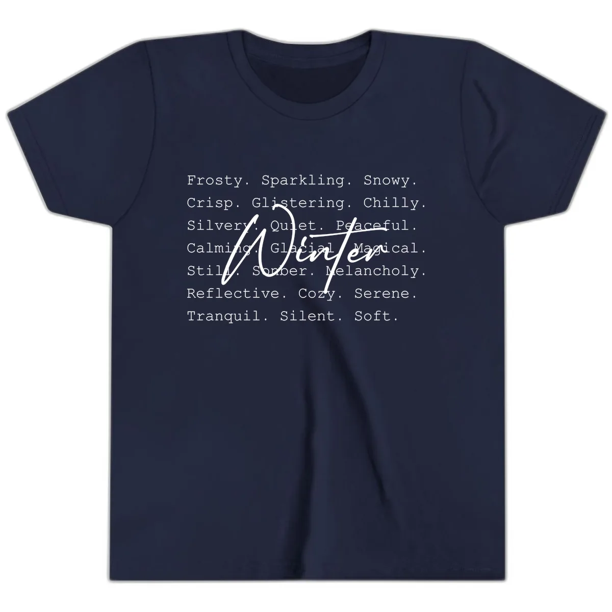 Winter Words Design Youth T-Shirt in Navy